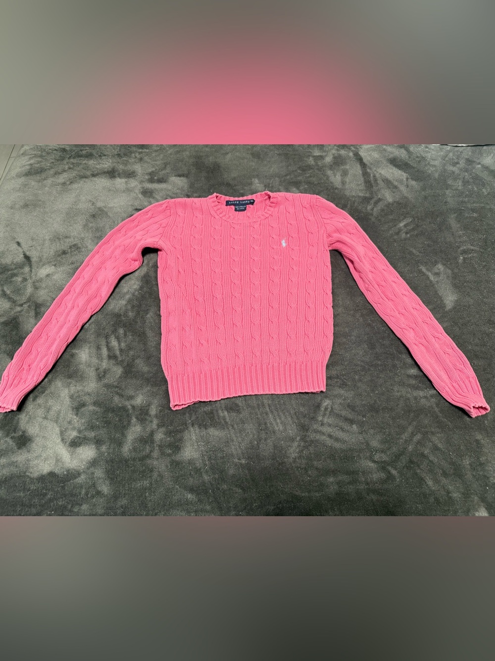Ralph Lauren Hot Pink Cable-Knit Crewneck Sweater